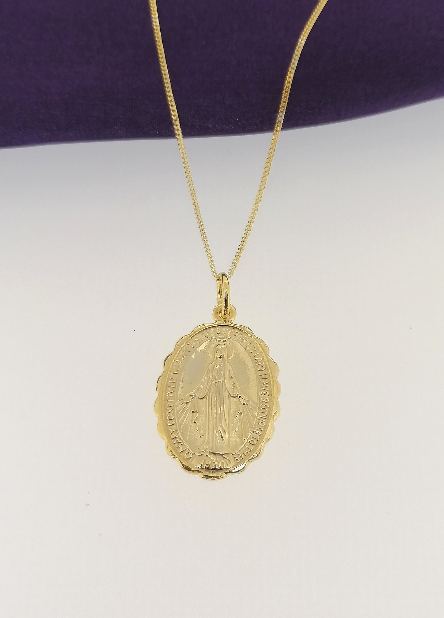 Holy Mary Miraculous Medal 14k yellow gold