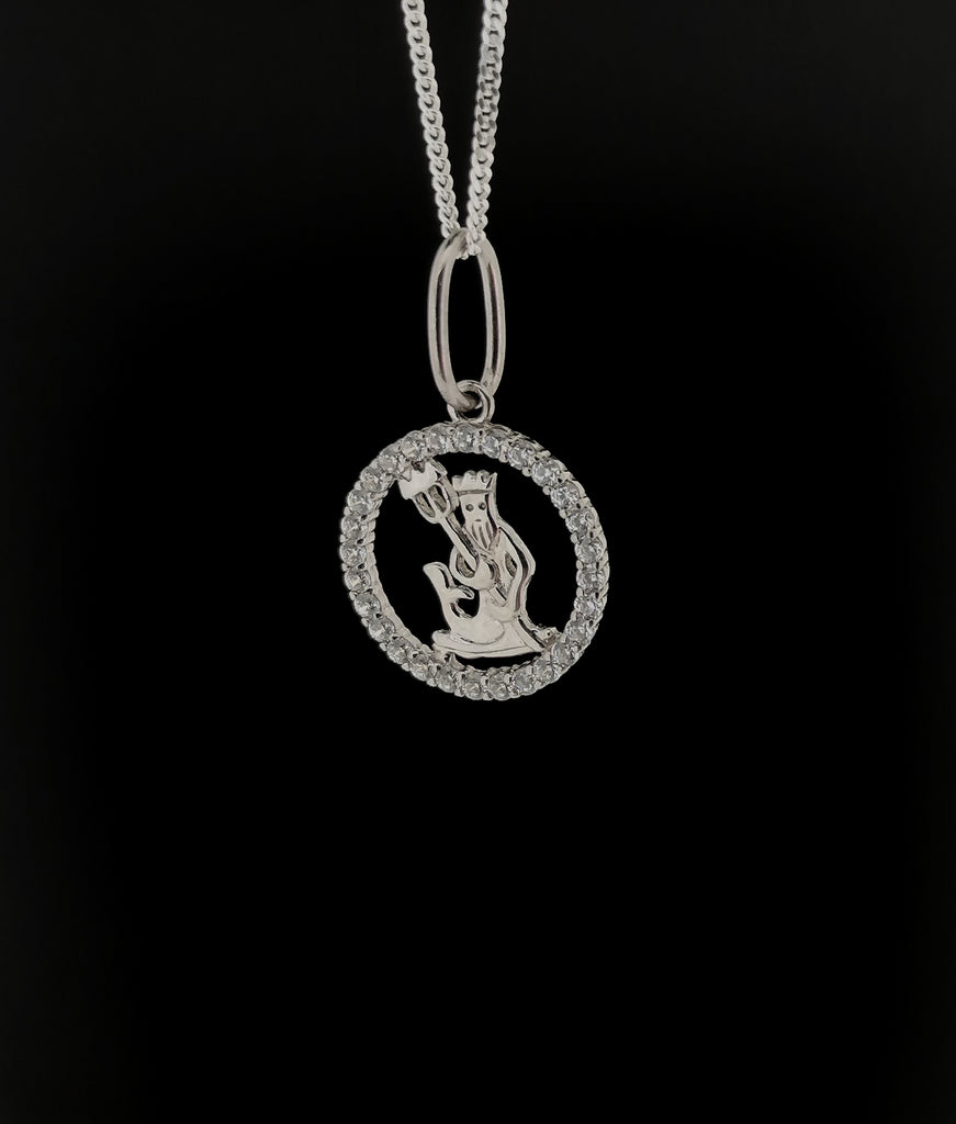 Sterling Silver Aquarius Zodiac Star Sign Astrology Symbol Pendant Necklace January February Birthday