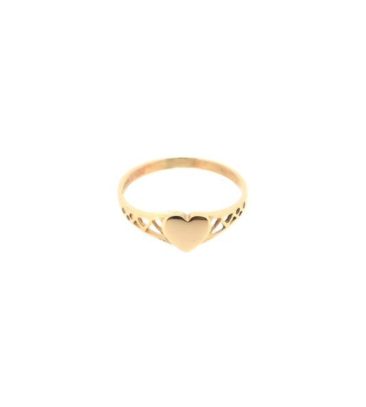 Ladies Solid 9ct Yellow Gold Heart Signet Ring
