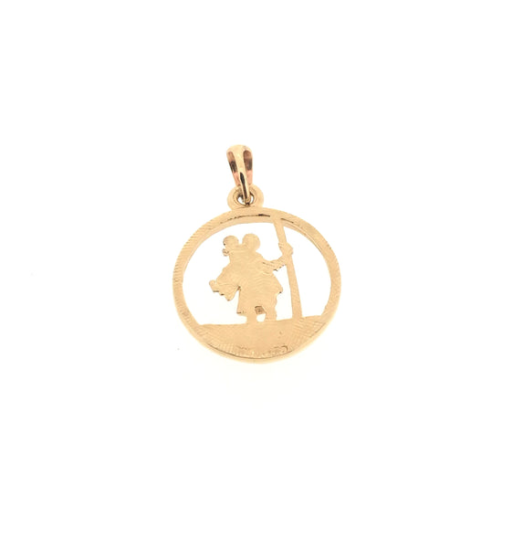 9ct Yellow Gold Round Saint Christopher 15mm Medal Pendant
