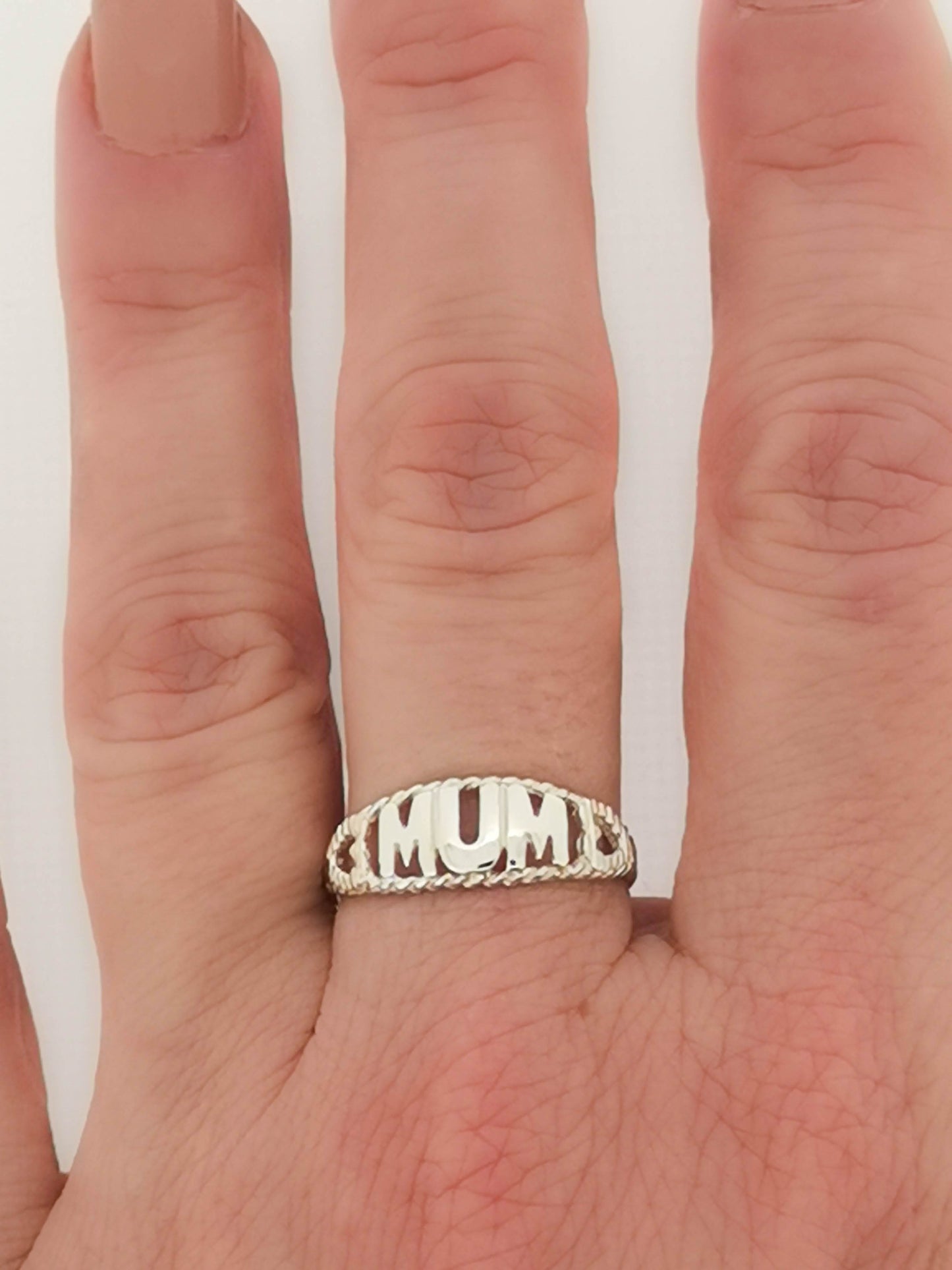 Sterling Silve Mum with Hearts Ring