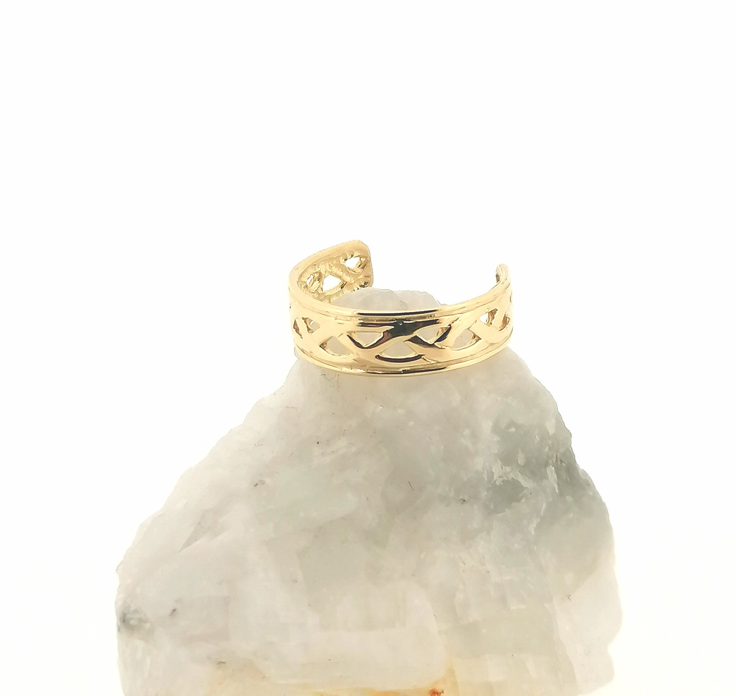 Solid 9ct yellow gold Celtic Style adjustable toe ring