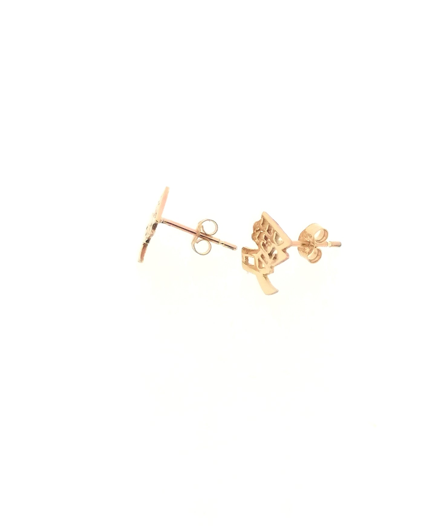 9ct Yellow Gold Chinese Love Character Symbol Stud Earrings