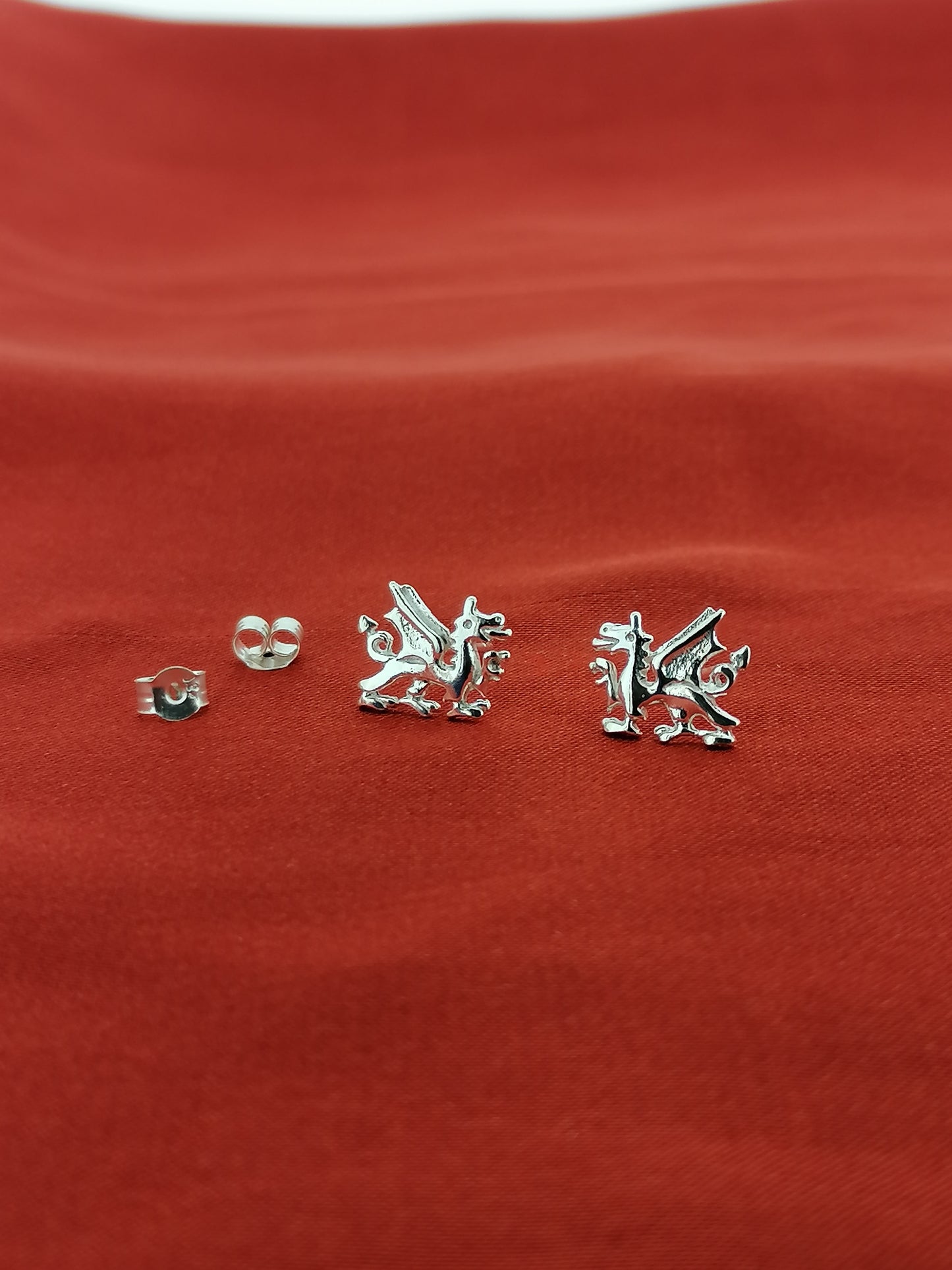 Welsh Dragon Stud earrings Sterling Silver
