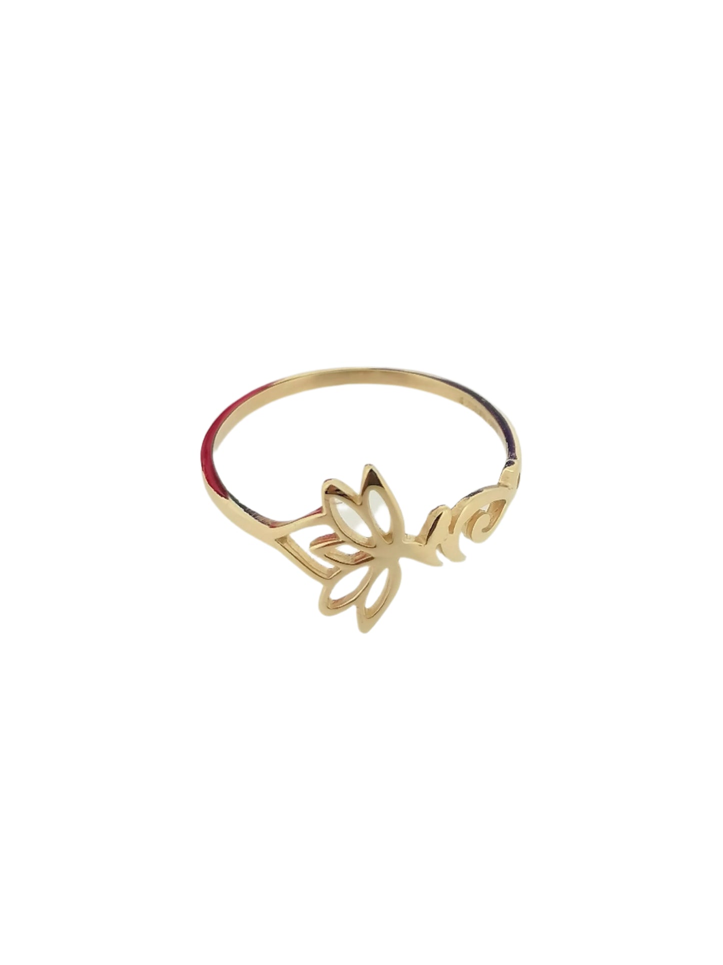 Lotus Flower Ring Solid 9ct Yellow Gold Symbol of Hinduism and Buddhism