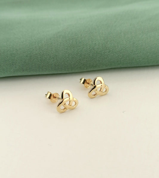 Ladies Celtic trinity knot stud earrings in 9ct yellow gold
