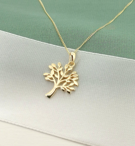 Ladies 9ct Yellow Gold Tree of Life Pendant Buddhist Symbol Necklace