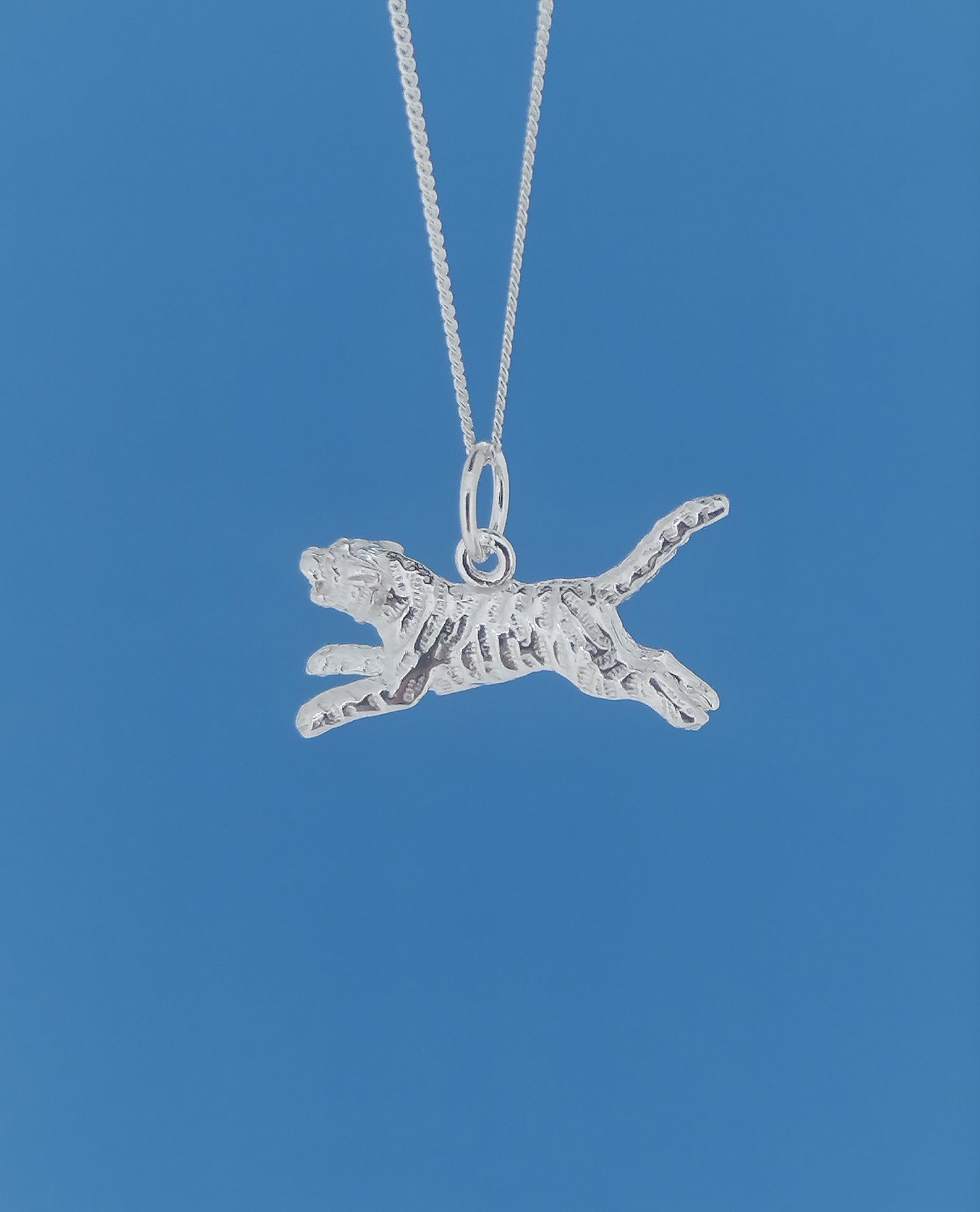 Sterling Silver Tiger Pendant Mens Womens Animal Lover Gift