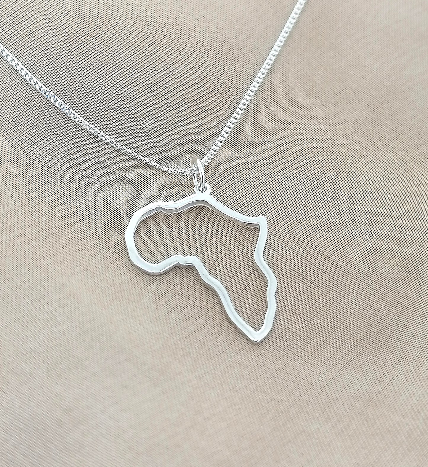 Outline Map of Africa Necklace Sterling Silver Jewellery