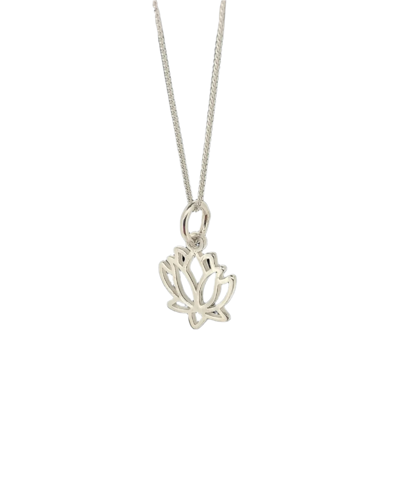 Sterling Silver Lotus Flower Pendant Necklace Buddhist Hindu Symbol