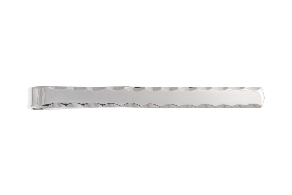 Solid Sterling Silver Engine Turned Diamond Cut Edges Tie Slide Gift For Him Tie Pin