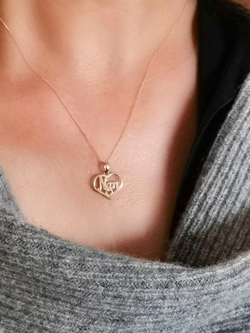 Nan Word Pendant and 18" Chain 9ct Yellow Gold Minimalist Gift for Nanna