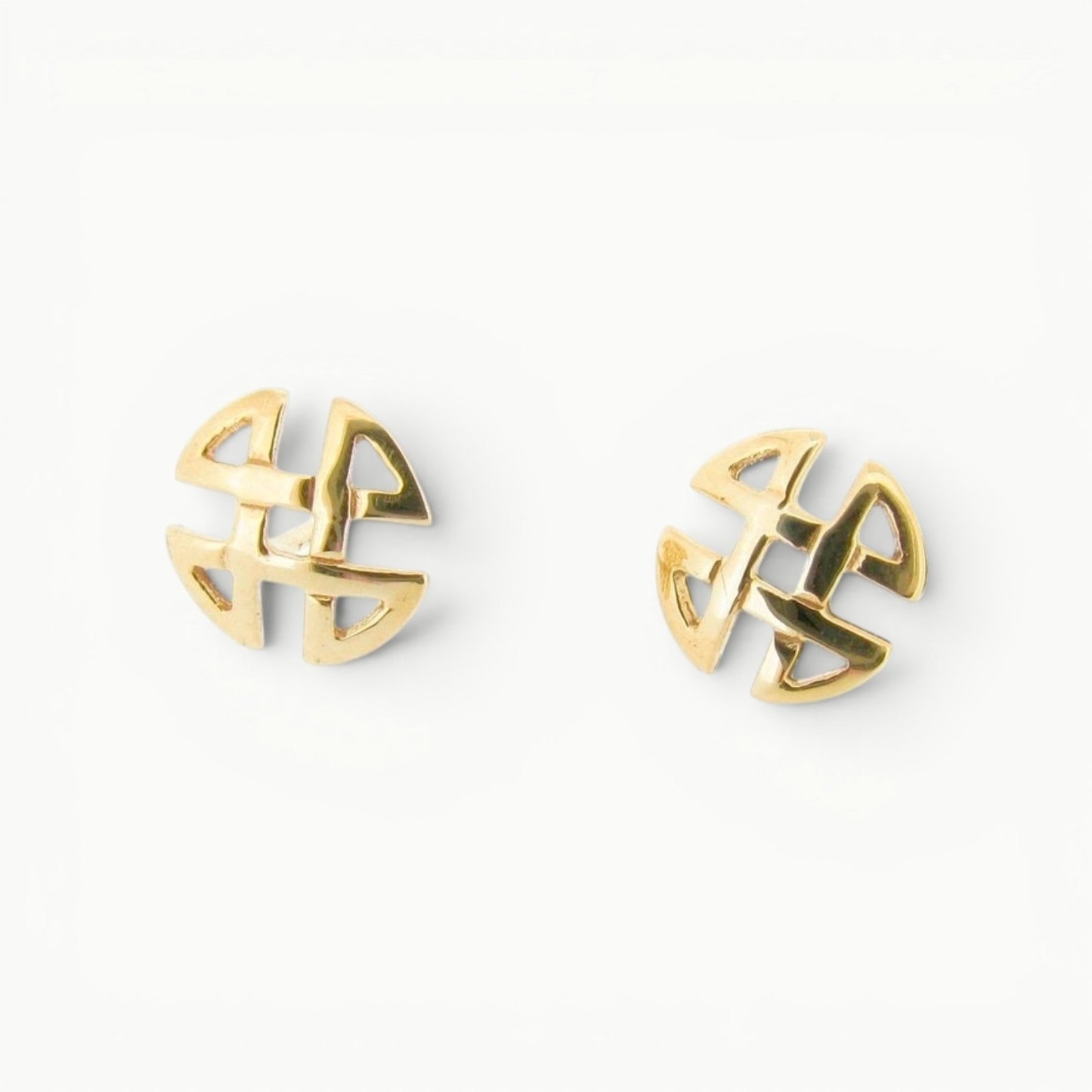 9ct yellow gold Celtic shield stud earrings for women