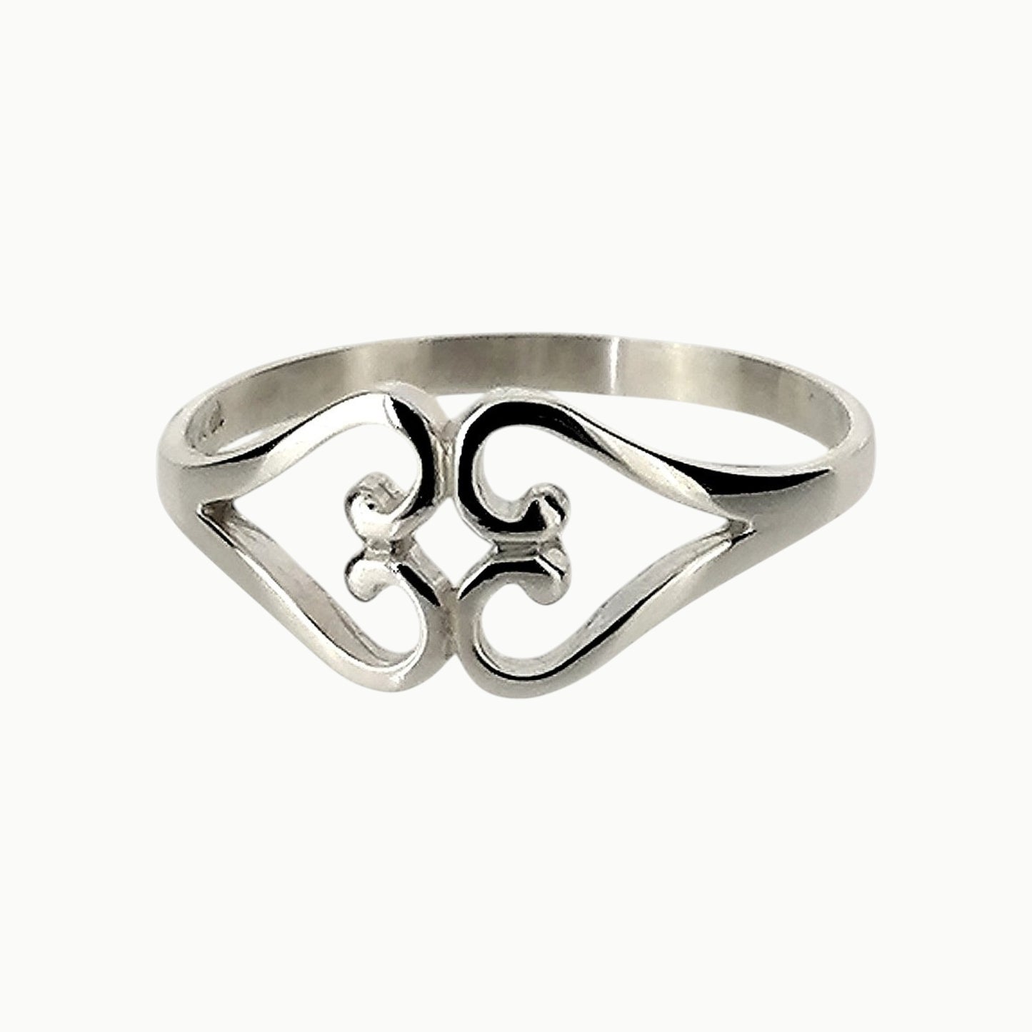 Kissing Hearts Promise Ring Sterling Silver