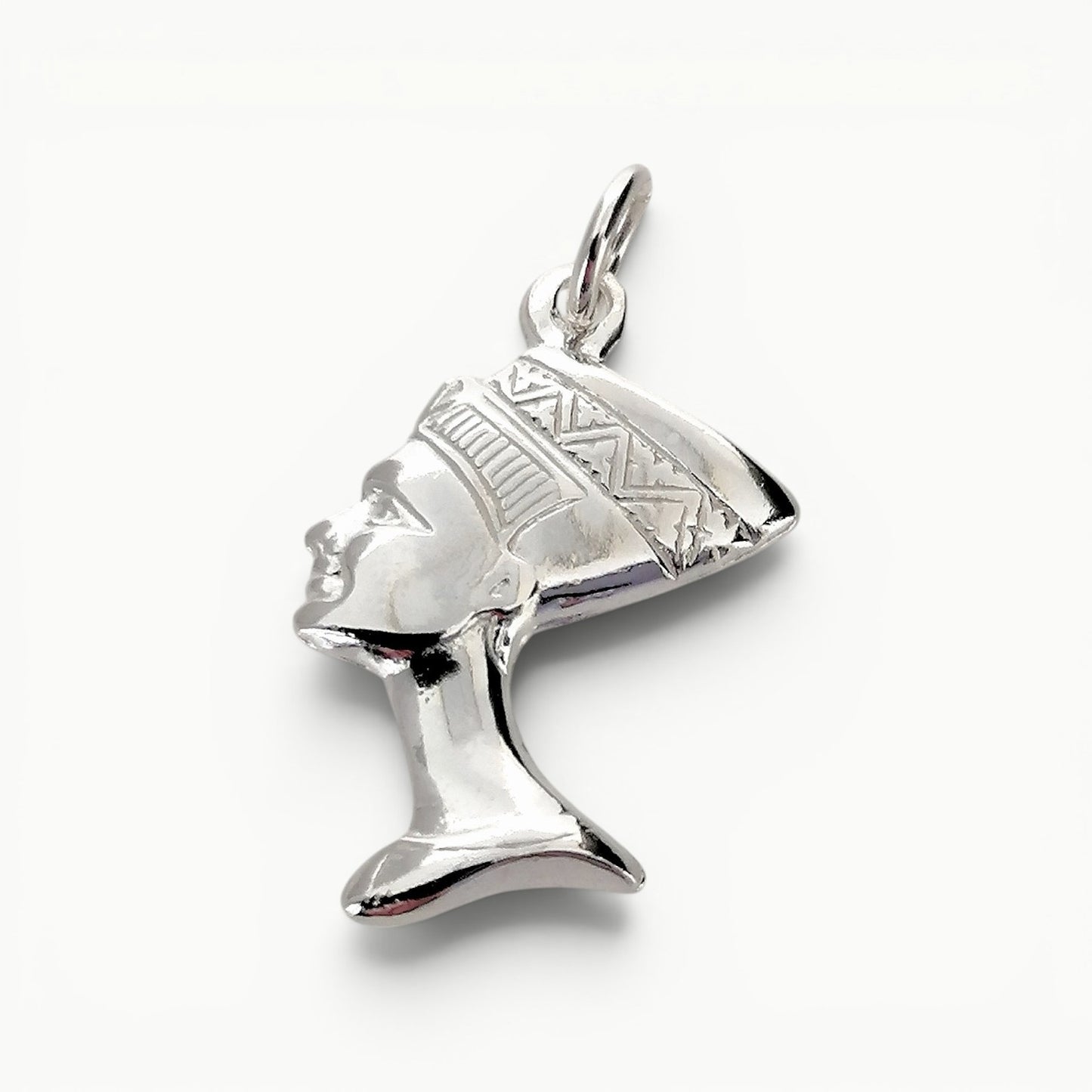 Sterling silver queen Nefertiti charm pendant.