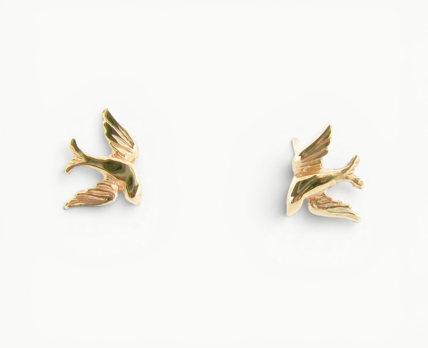 9ct Yellow Gold swallow bird stud earrings