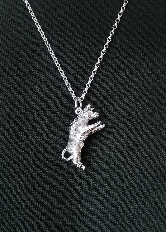 Sterling Silver Men's Bull Pendant Necklace Symbol of Strength Fertility Taurus Zodiac