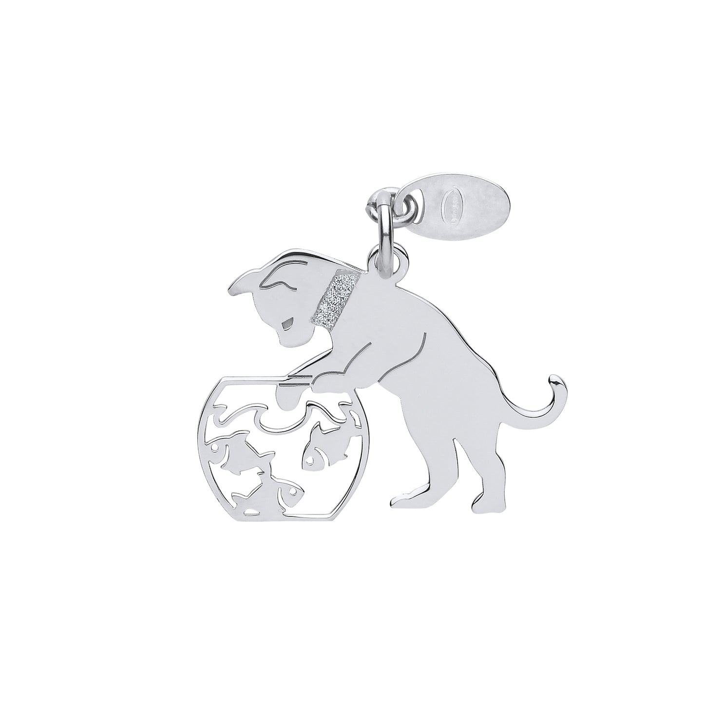 Cat in Fish Bowl Pendant Necklace Solid 925 Sterling Silver