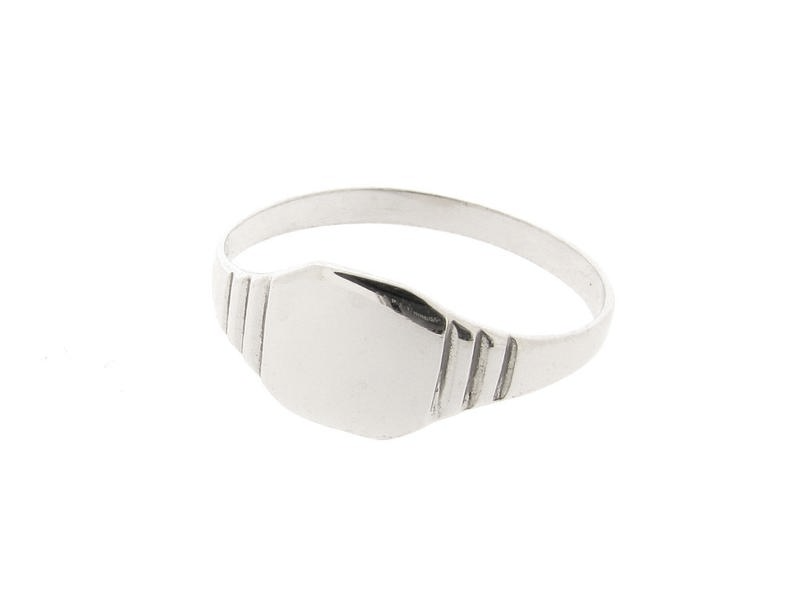 Classic Plain Square Signet Ring Sterling Silver Ladies Children