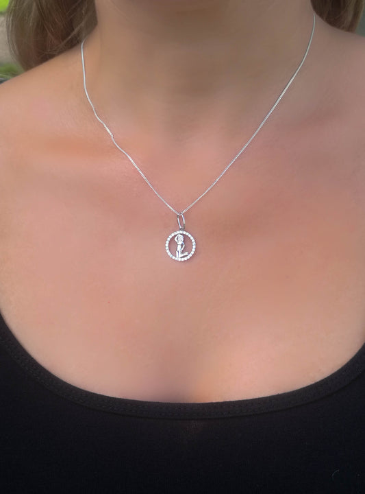 Sterling Silver Virgo Zodiac Star Sign Pendant Necklace
