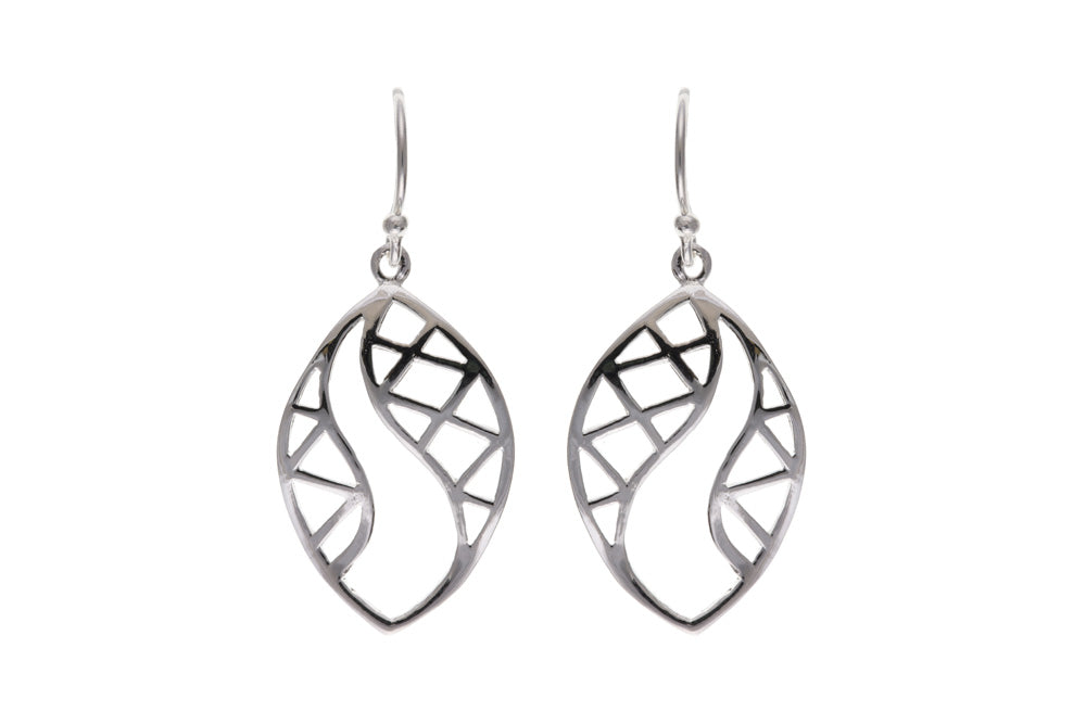 Sterling Silver Lattice Design Drop Earrings