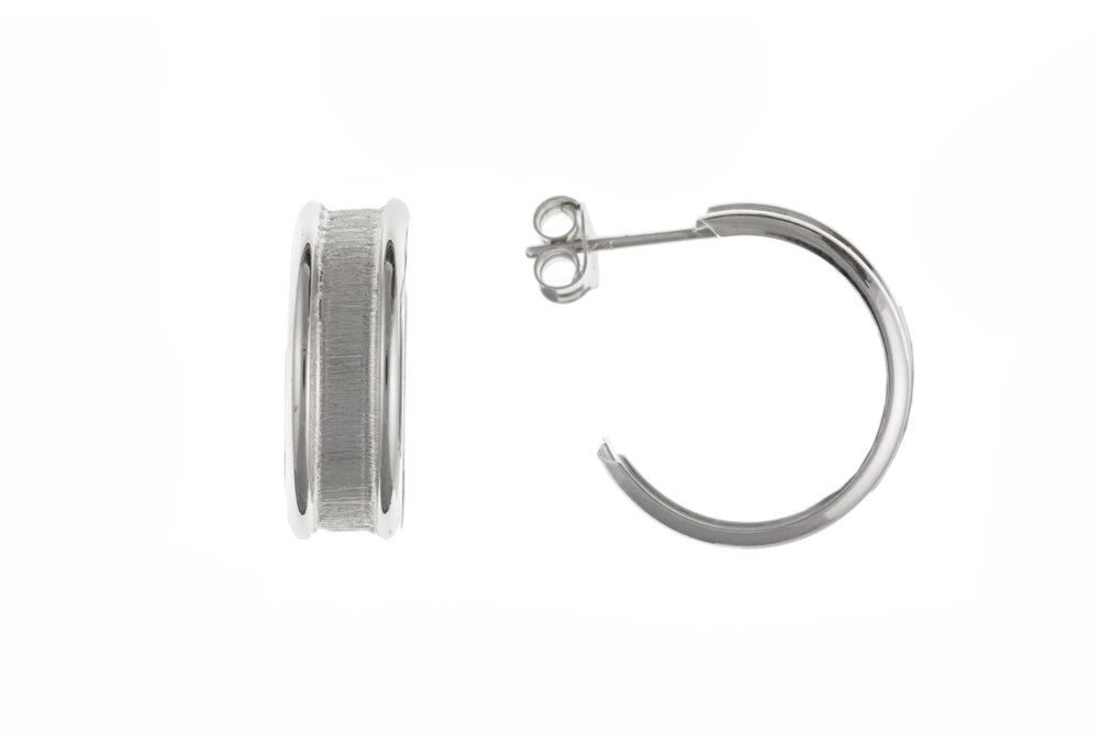 Satin Wedding Band Hoops Earrings Sterling Silver