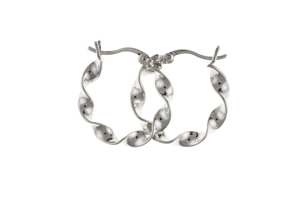 20mm Small Twist Creole Hoops Earrings Sterling Silver