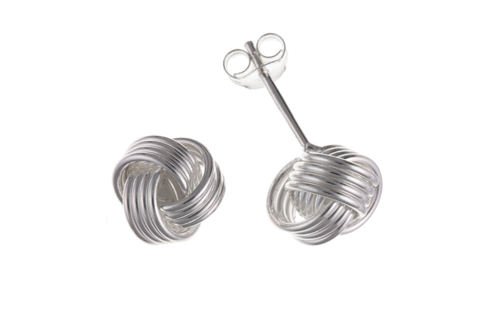 8mm Solid Sterling Silver Love Knot Stud Earrings