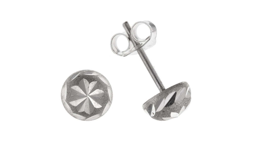 6mm Satin Half Dome Stud Earrings 925 Sterling Silver