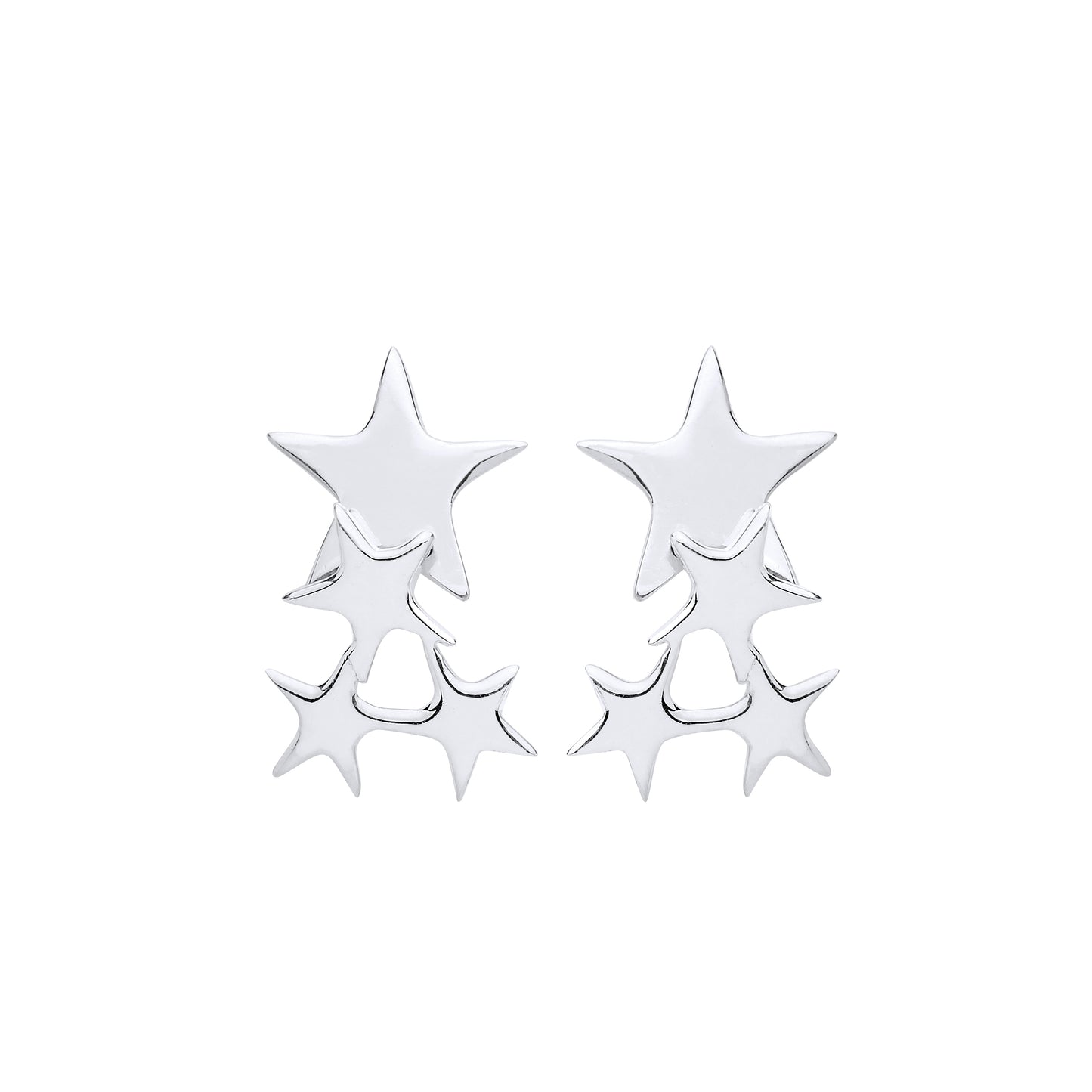 Multi Stars Stud Dropper Earrings Solid 925 Sterling Silver