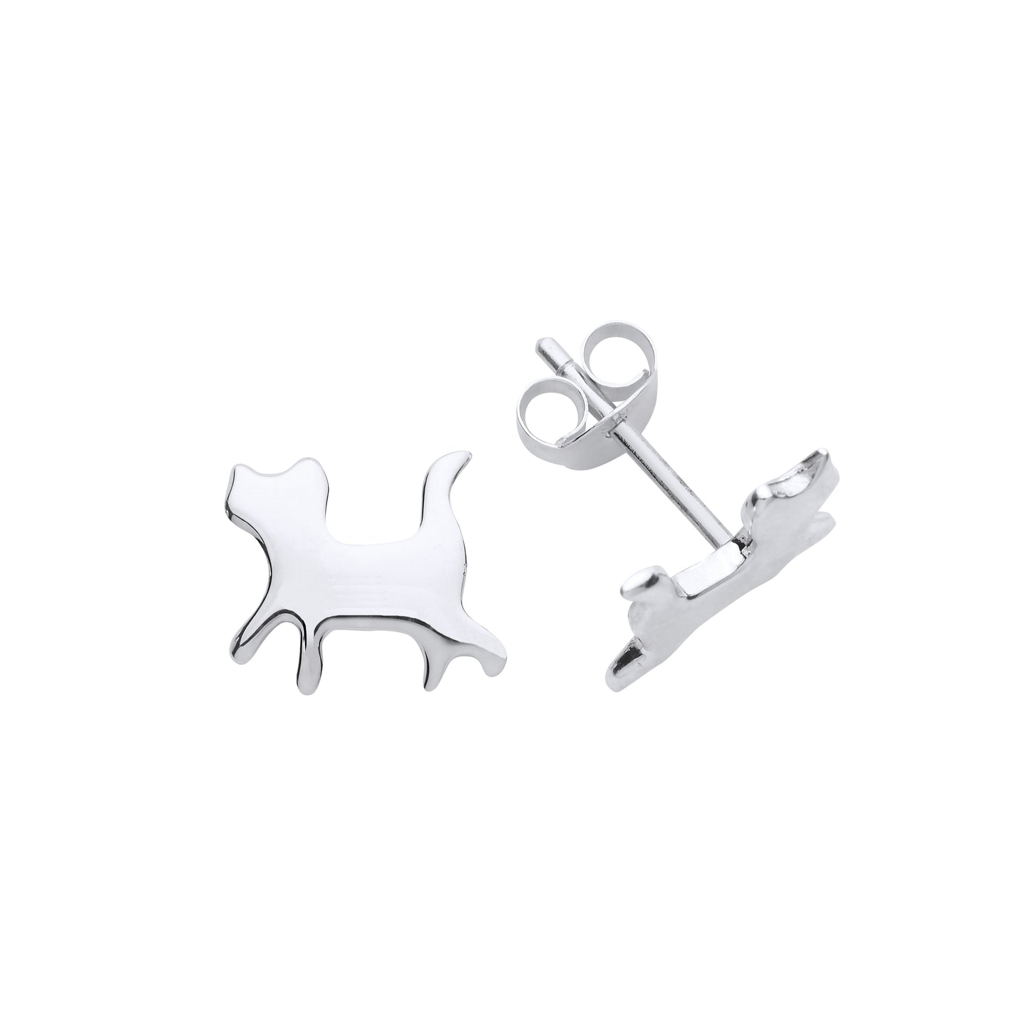 Cat Stud Earrings Sterling Silver