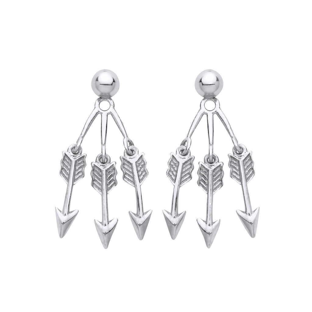 3 Arrows Drop Earrings Solid Sterling Silver