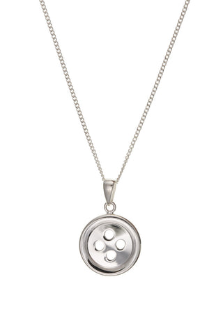 Button Pendant Necklace Solid 925 Sterling Silver