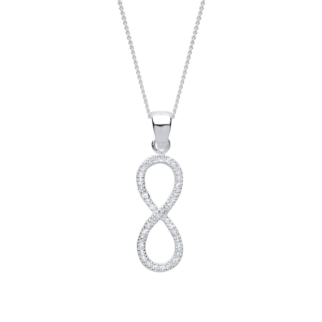 Diamond Simulant Infinity Love Knot Necklace Sterling Silver