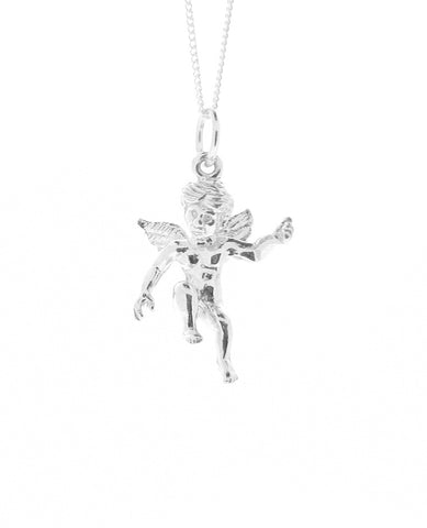 925 Sterling Silver Cherub Pendant Necklace Ladies Children Jewellery Gifts