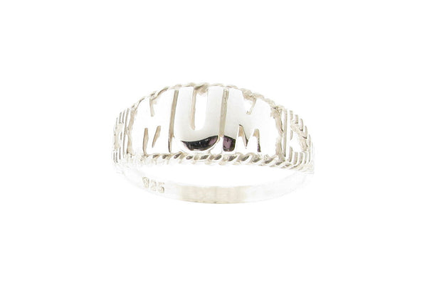 Solid 925 Sterling Silver Mum Ring with Hearts 