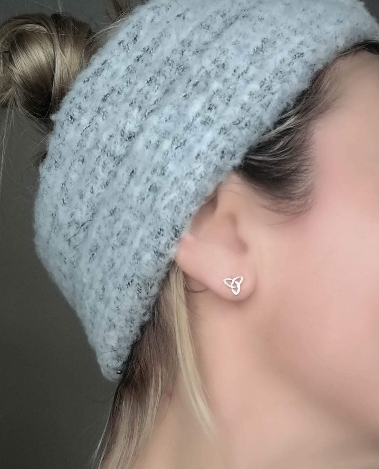 Celtic Infinity Knot Triquetra Design Studs Eco Silver