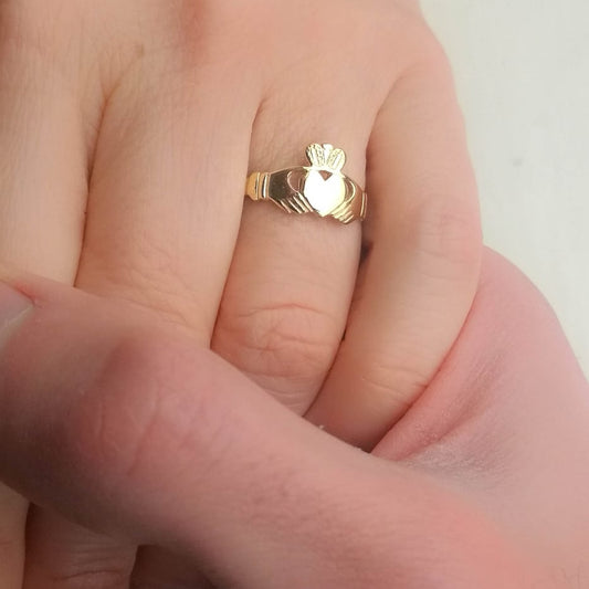 Irish Claddagh Engagement Ring Solid 9ct Yellow Gold