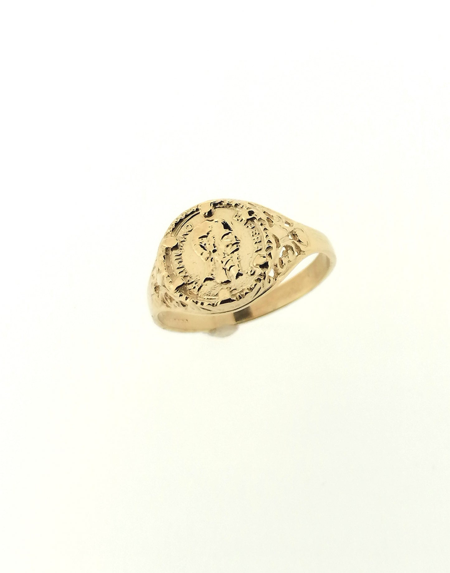 Maximiliano Emperador Peso Coin Ring 9ct Yellow Gold