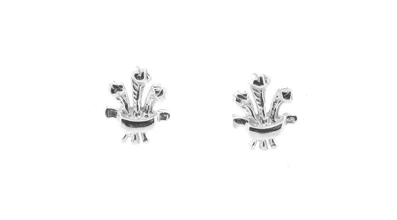 Sterling Silver Ladies Prince of Wales Feathers Earrings