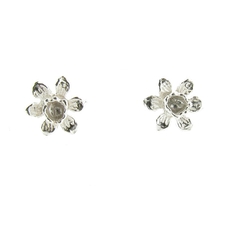 Ladies Sterling Silver Daffodil Studs Earrings Symbol of Rebirth and New Beginnings