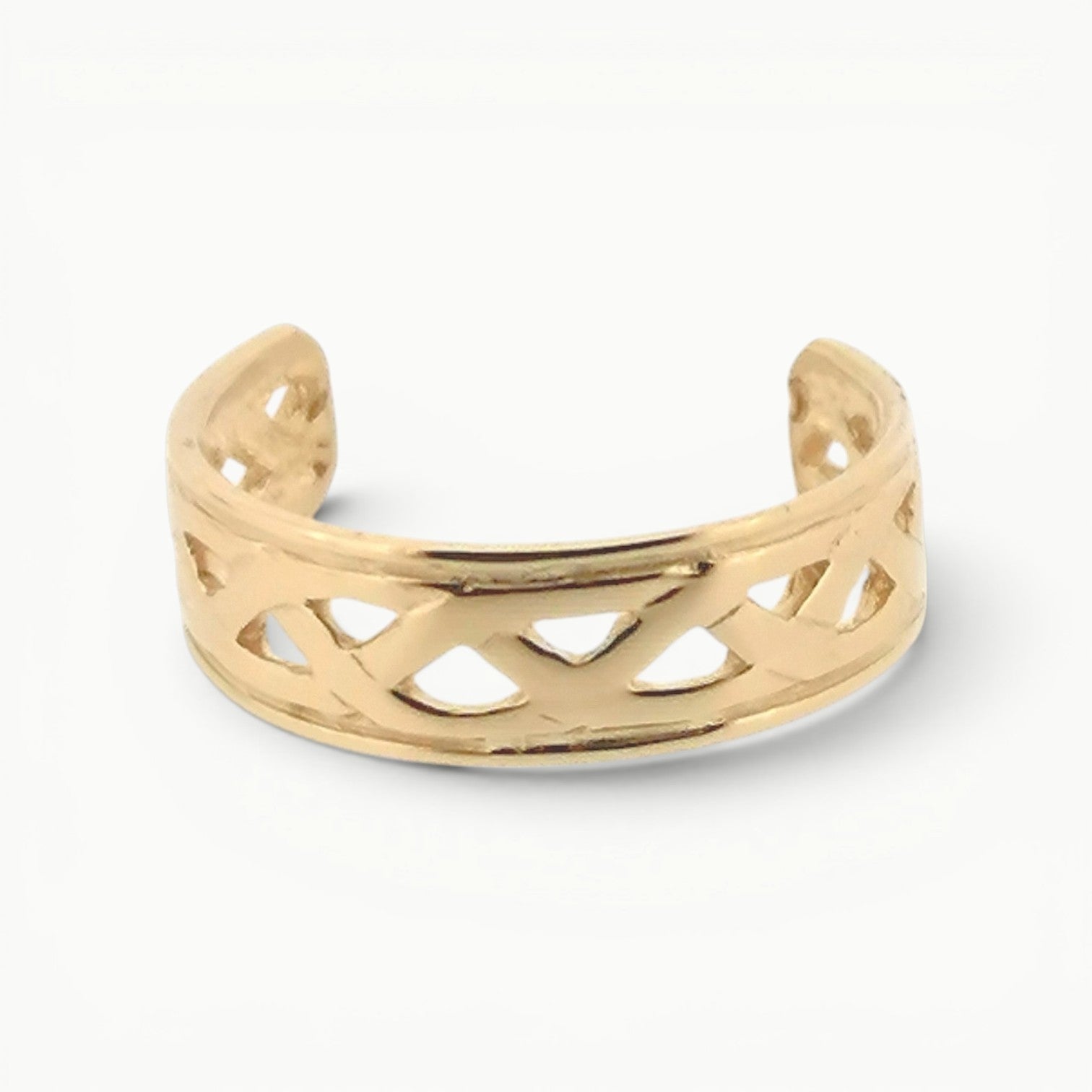 9ct yellow gold Celtic knot design open band toe ring 