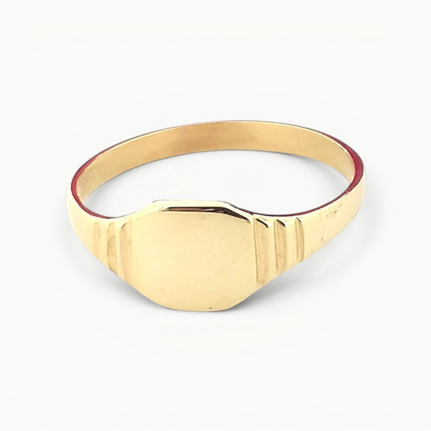 9ct yellow gold minimalist square signet ring. Highly polished finish. Suitable for men and women. 