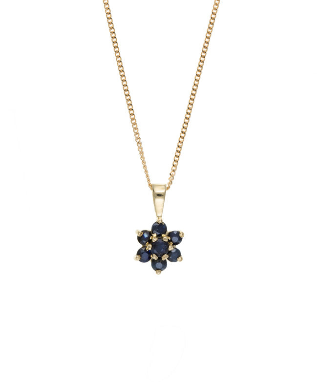 Sapphire Cluster Pendant Necklace