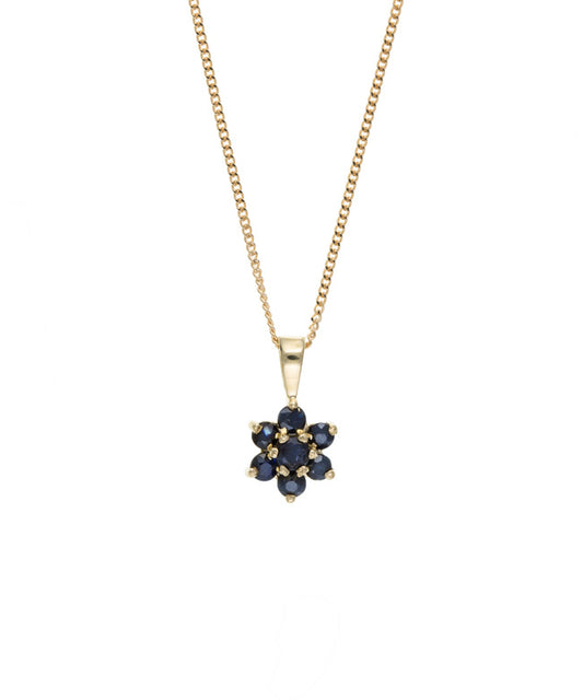 Sapphire Cluster Pendant Necklace