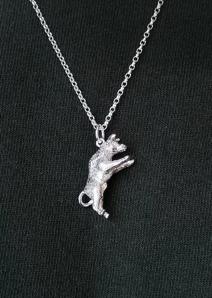 Sterling Silver Men's Bull Pendant Necklace Symbol of Strength Fertility Taurus Zodiac 