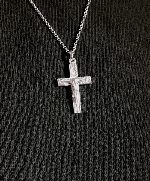 Men's Jesus on the Cross Crucifix Pendant Necklace Symbol of Strength Courage Sacrifice Discipline