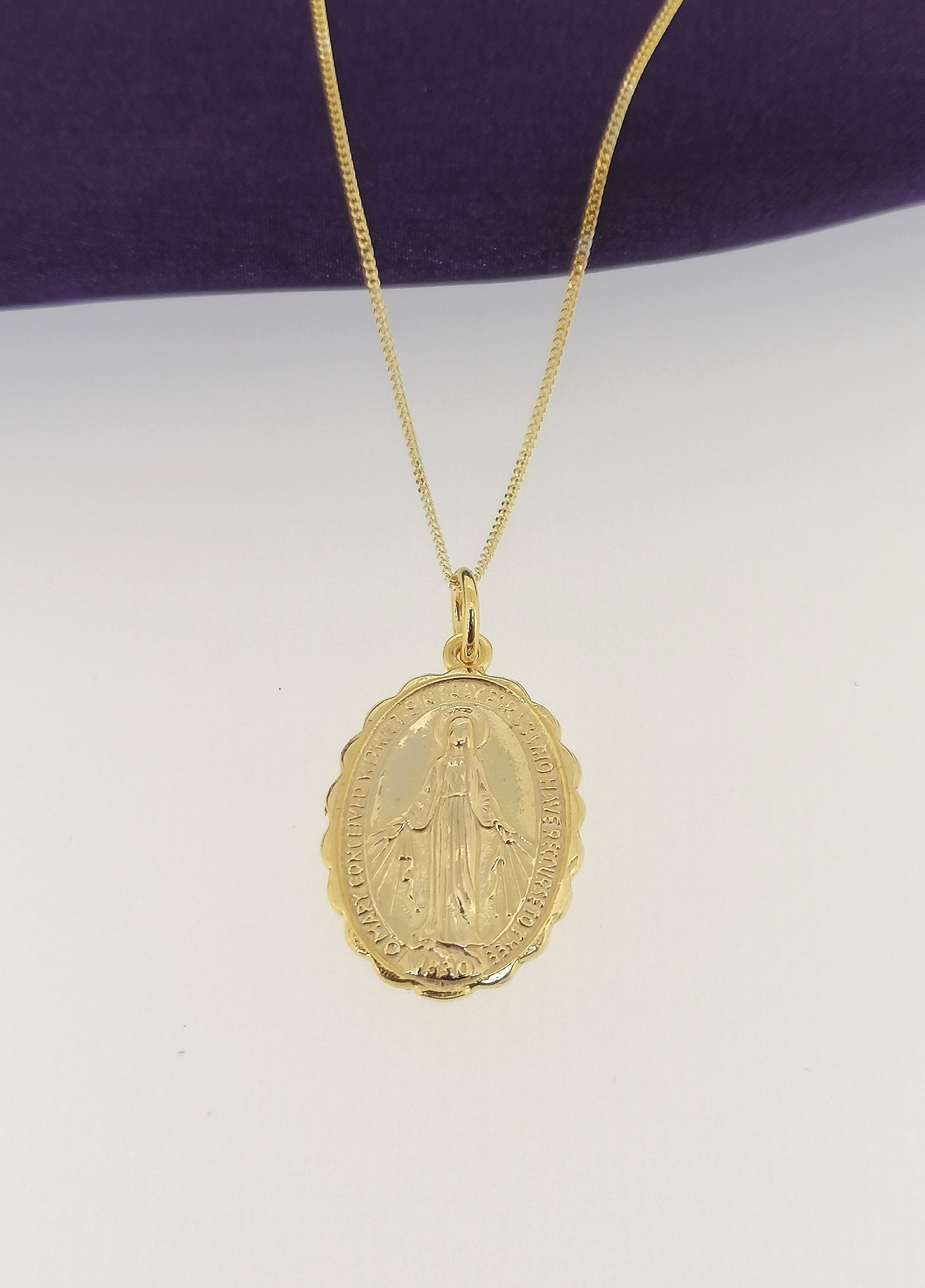 Holy Mary Miraculous Medal 14k yellow gold