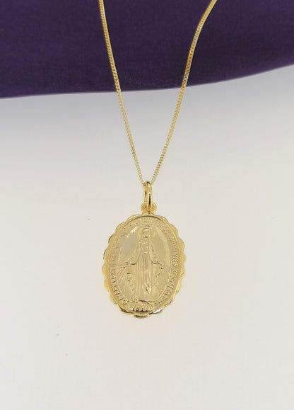Holy Mary Miraculous Medal 14k yellow gold