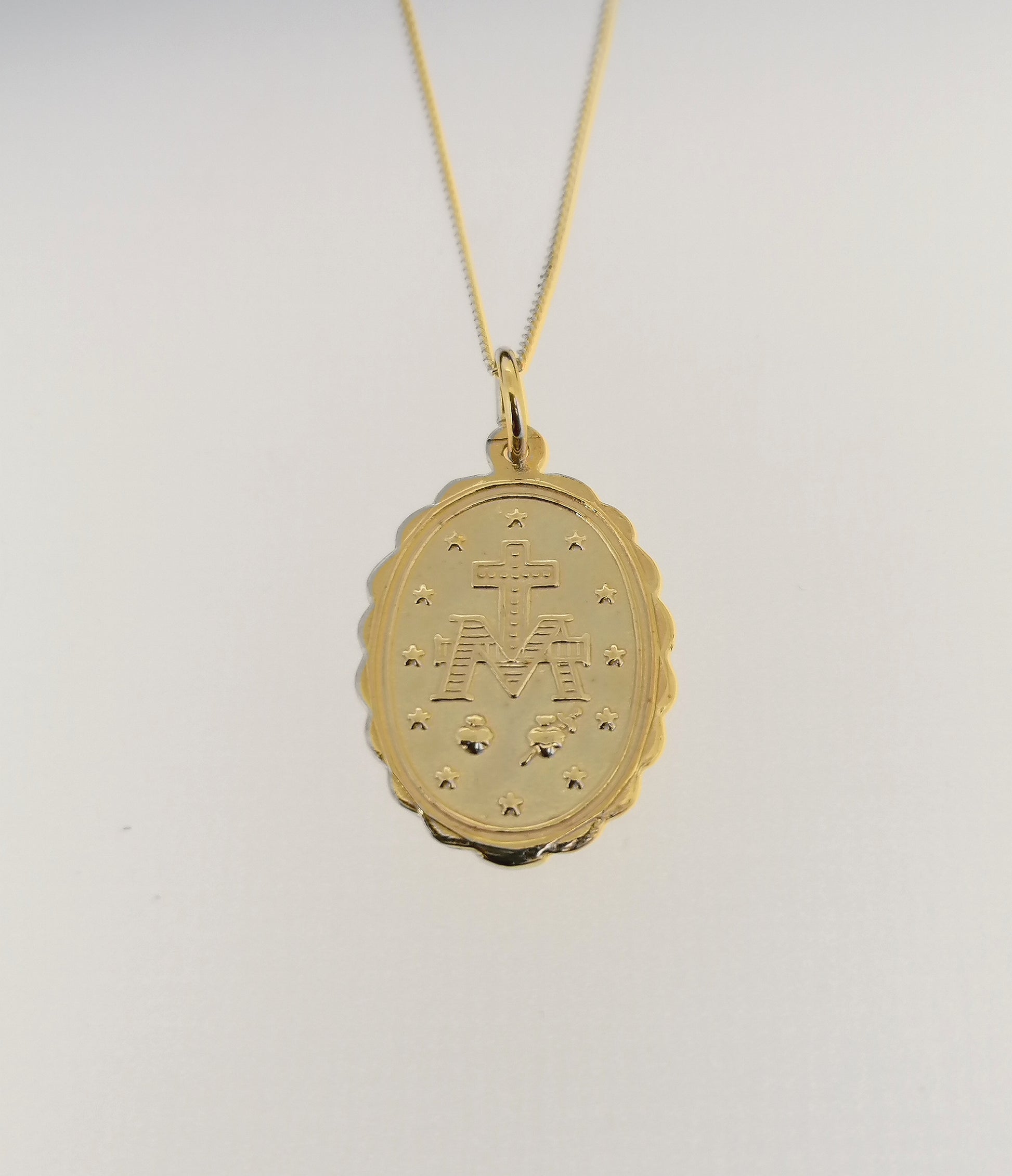 Miraculous Mary Medal pendant 14k gold